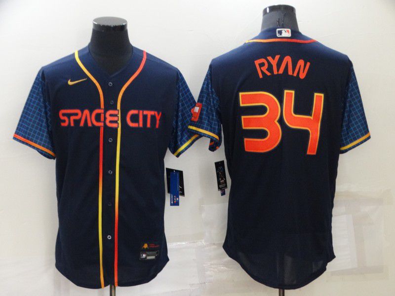 Men Houston Astros 34 Ryan Blue City Edition Elite Nike 2022 MLB Jersey